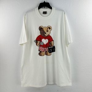 Vtg T-shirt XL Teddy Bear Heart Boxers Single Stitch Touch Of Gold Spring Ford‎
